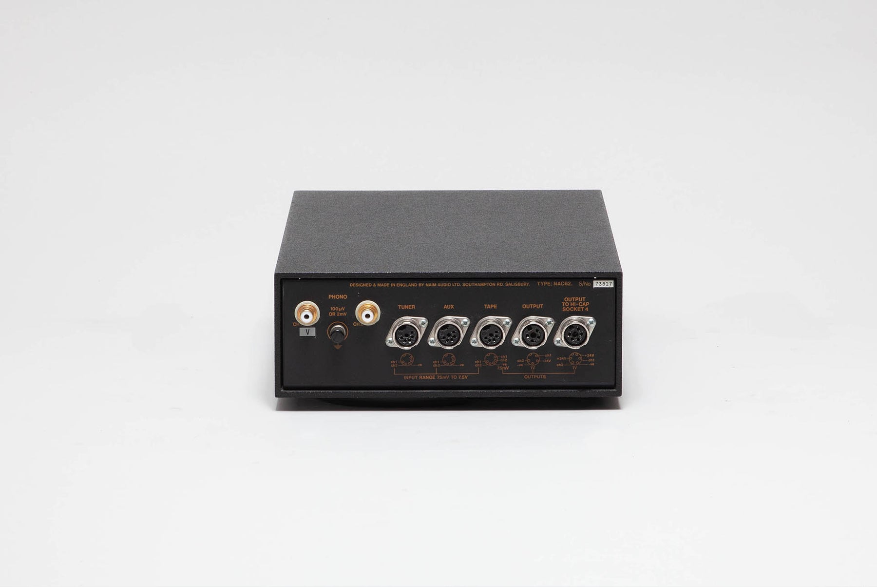 Préamplificateur NAIM NAC 62 - Vue arrière