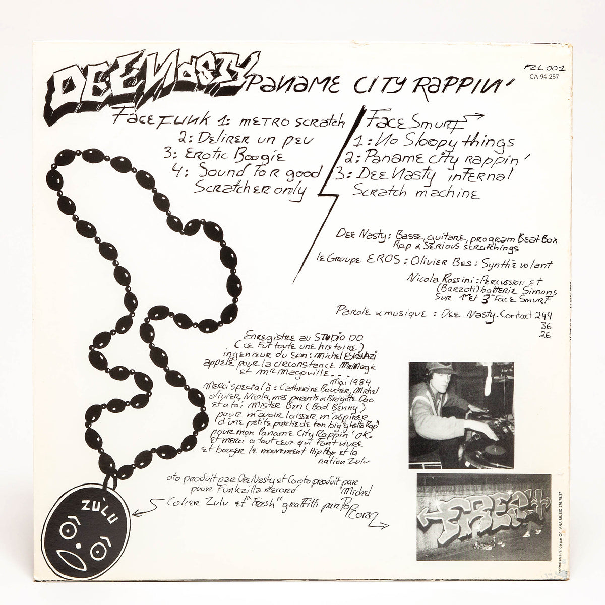 Vinyle Dee Nasty 'Paname City Rappin' - Pochette verso